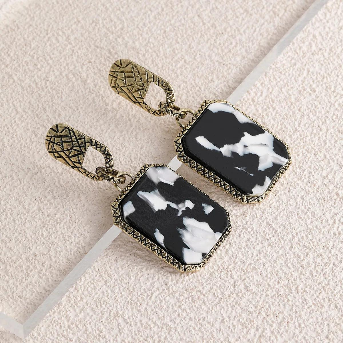 Earrings Charm Jewelry Geometric Square Leopard ET403 - Touchy Style
