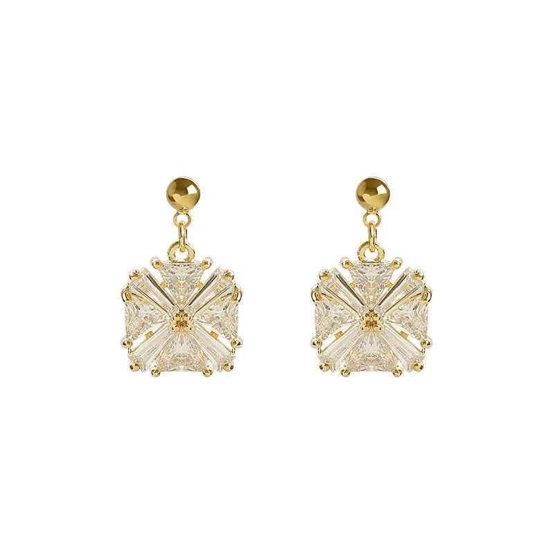 Earrings Charm Jewelry Geometric Square Shiny Crystal DM20X20 - Touchy Style