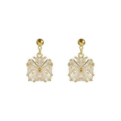 Earrings Charm Jewelry Geometric Square Shiny Crystal DM20X20 - Touchy Style