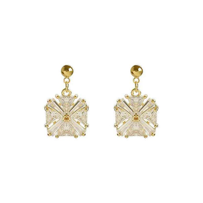 Earrings Charm Jewelry Geometric Square Shiny Crystal DM20X20 - Touchy Style