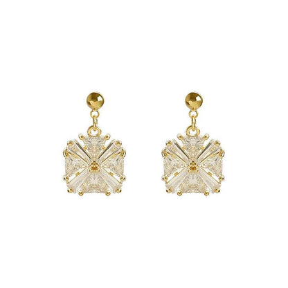 Earrings Charm Jewelry Geometric Square Shiny Crystal DM20X20 - Touchy Style
