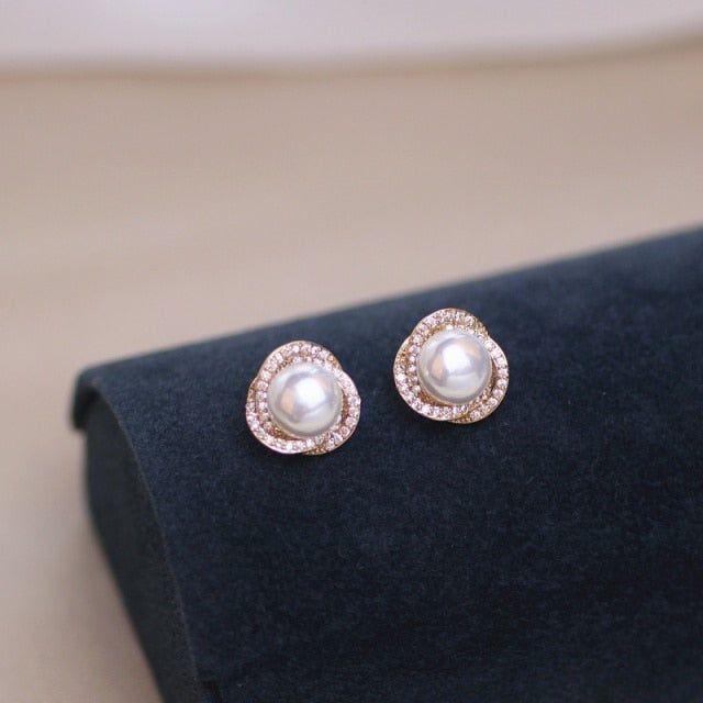 Earrings Charm Jewelry Round Pearl Classic Fashion QY133 - Touchy Style .