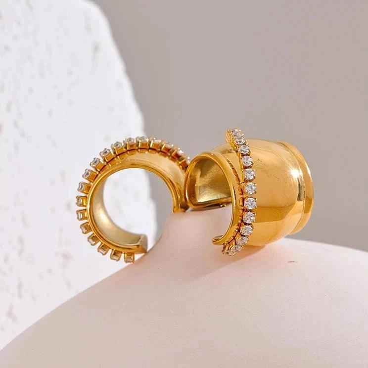 Earrings Charm Jewelry - Stainless Steel - C Shape Fashion - YH3654A - Touchy Style