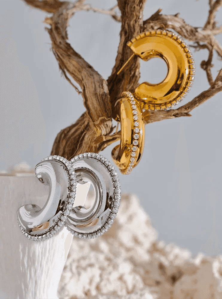Earrings Charm Jewelry - Stainless Steel - C Shape Geometric - YH1719A - Touchy Style