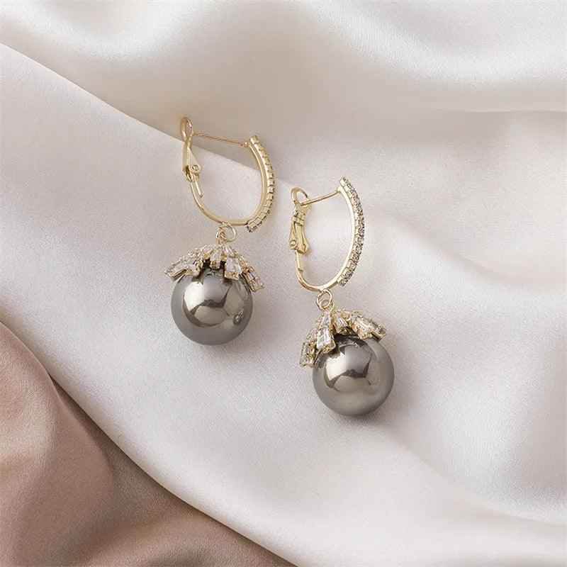 ECJ888 Charm Jewelry - S925 Zircon Crystal Pearl Earrings - Touchy Style
