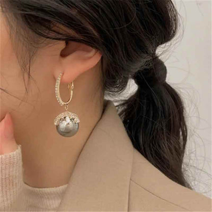 ECJ888 Charm Jewelry - S925 Zircon Crystal Pearl Earrings - Touchy Style