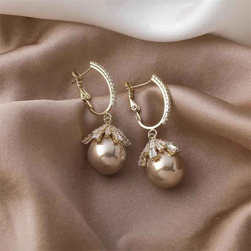 ECJ888 Charm Jewelry - S925 Zircon Crystal Pearl Earrings - Touchy Style