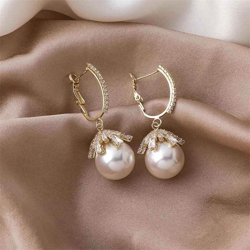 ECJ888 Charm Jewelry - S925 Zircon Crystal Pearl Earrings - Touchy Style