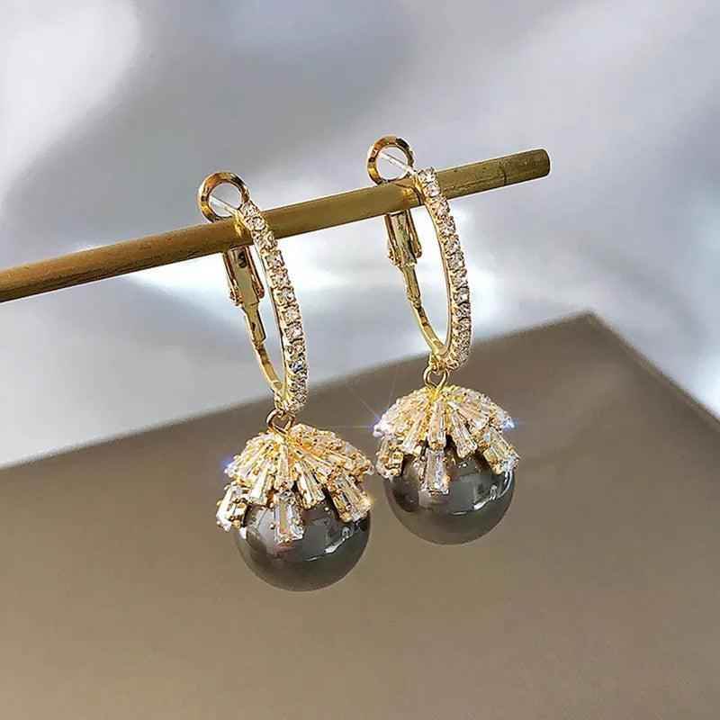ECJ888 Charm Jewelry - S925 Zircon Crystal Pearl Earrings - Touchy Style