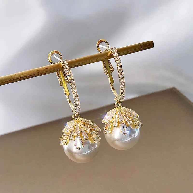 ECJ888 Charm Jewelry - S925 Zircon Crystal Pearl Earrings - Touchy Style