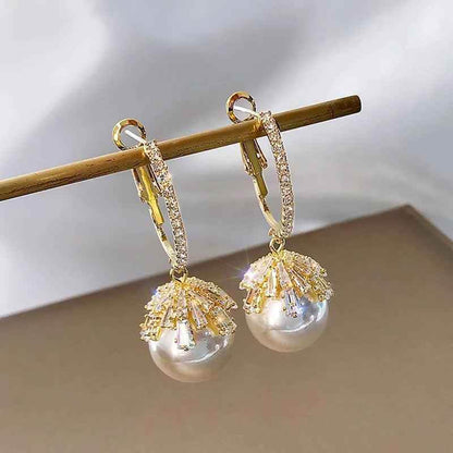 ECJ888 Charm Jewelry - S925 Zircon Crystal Pearl Earrings - Touchy Style