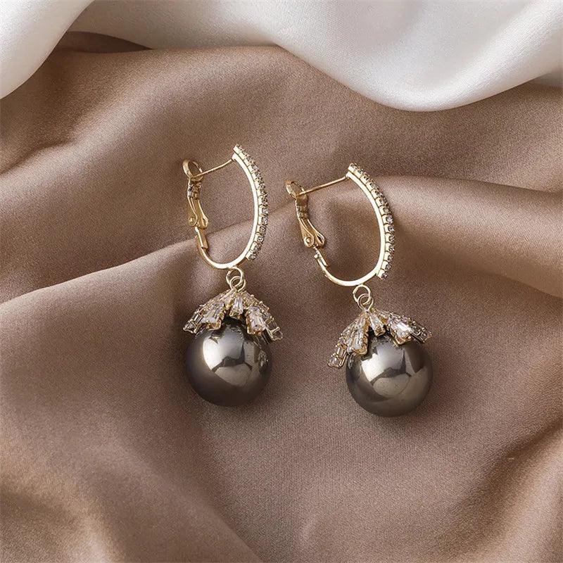 ECJ888 Charm Jewelry - S925 Zircon Crystal Pearl Earrings - Touchy Style .