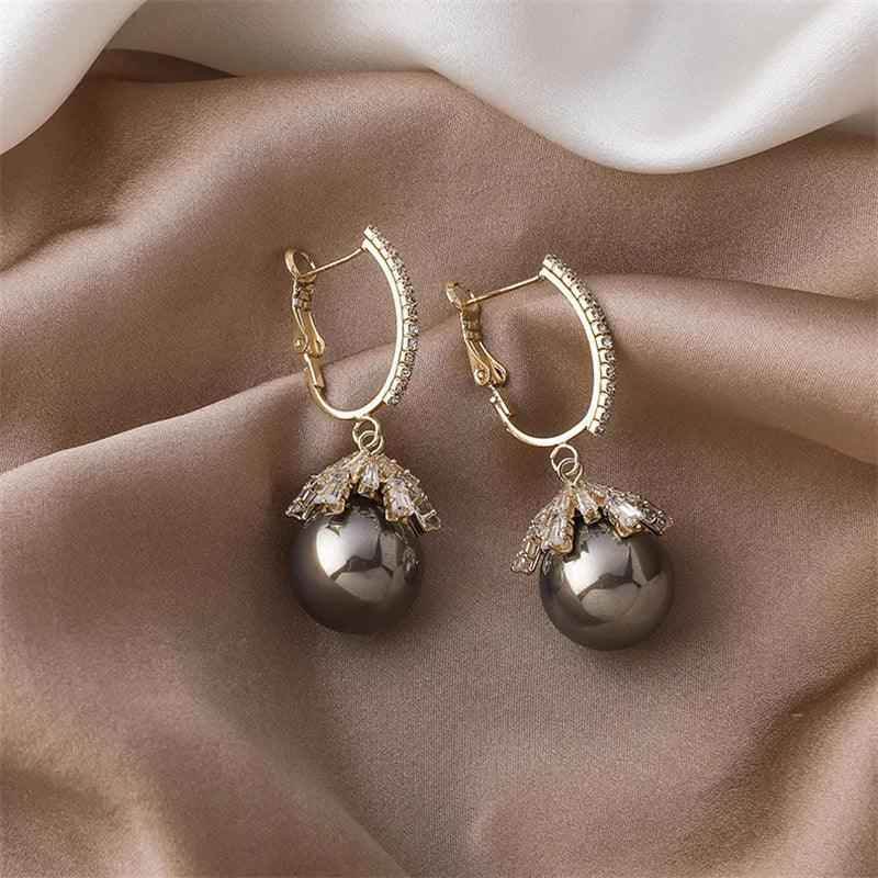 ECJ888 Charm Jewelry - S925 Zircon Crystal Pearl Earrings - Touchy Style