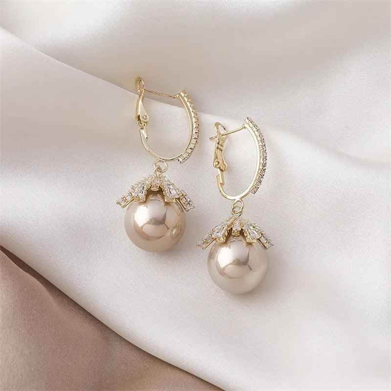 ECJ888 Charm Jewelry - S925 Zircon Crystal Pearl Earrings - Touchy Style