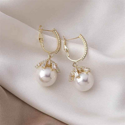 ECJ888 Charm Jewelry - S925 Zircon Crystal Pearl Earrings - Touchy Style