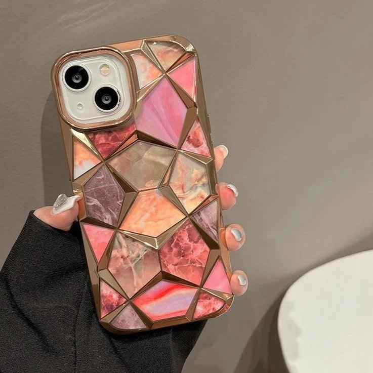 Electroplating Colorful Cube Plating - Cute Phone Case For iPhone 15 Pro Max, 14, 13, or 12 - Touchy Style
