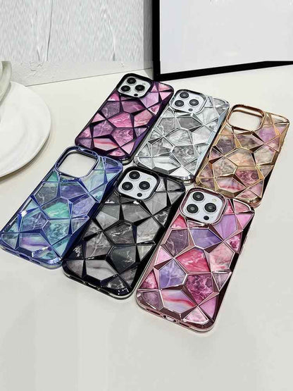 Electroplating Colorful Cube Plating - Cute Phone Case For iPhone 15 Pro Max, 14, 13, or 12 - Touchy Style .