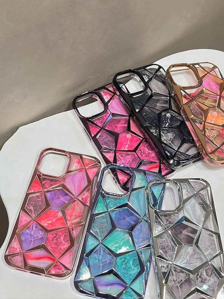 Electroplating Colorful Cube Plating - Cute Phone Case For iPhone 15 Pro Max, 14, 13, or 12 - Touchy Style