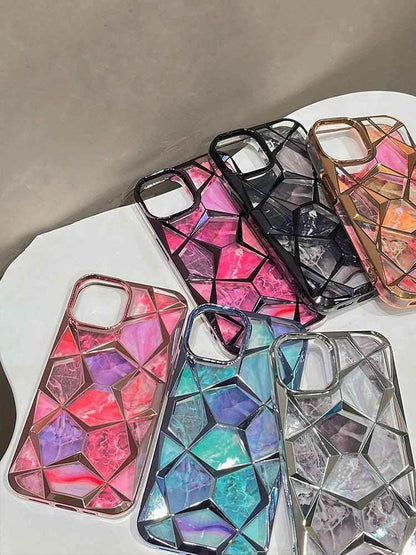 Electroplating Colorful Cube Plating - Cute Phone Case For iPhone 15 Pro Max, 14, 13, or 12 - Touchy Style .