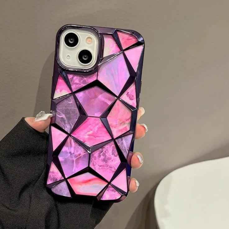 Electroplating Colorful Cube Plating - Cute Phone Case For iPhone 15 Pro Max, 14, 13, or 12 - Touchy Style .