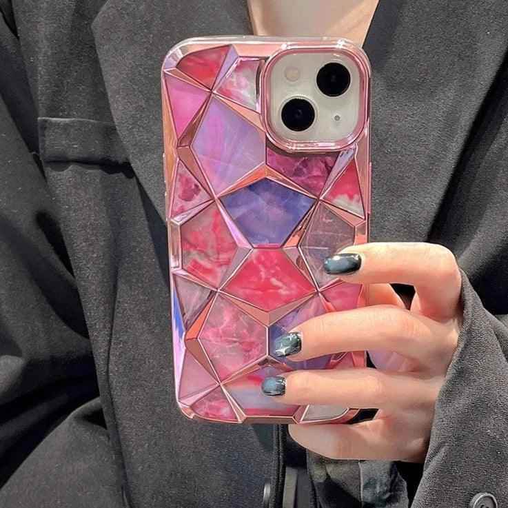 Electroplating Colorful Cube Plating - Cute Phone Case For iPhone 15 Pro Max, 14, 13, or 12 - Touchy Style .