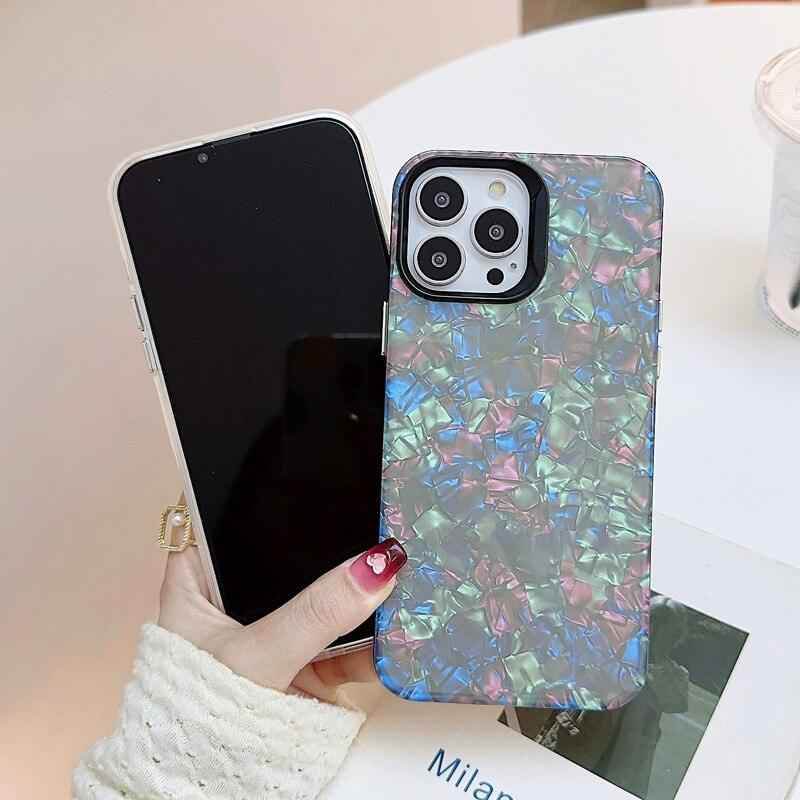 Elegant Bling Shell Pattern Luxury Phone Case Cover for iPhone 11, 12, 13, 14 Pro Max, X, XR, XS Max - Touchy Style .