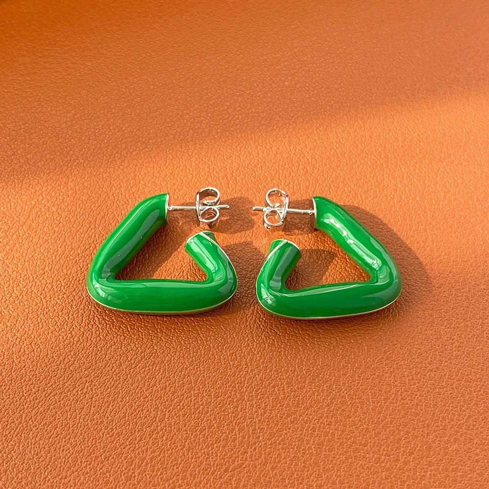 Enamel Geometric Triangular Drop Earrings ECJWY51 Gothic Luxury Accessories - Touchy Style