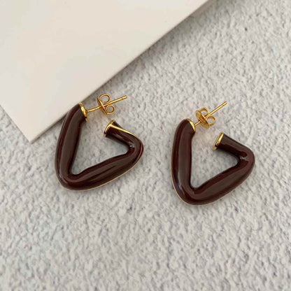 Enamel Geometric Triangular Drop Earrings ECJWY51 Gothic Luxury Accessories - Touchy Style