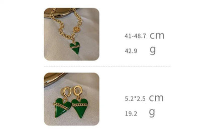 Exaggerated Heart-Shaped Pendant Necklace and Earring Charm Jewelry EL432 - Touchy Style .