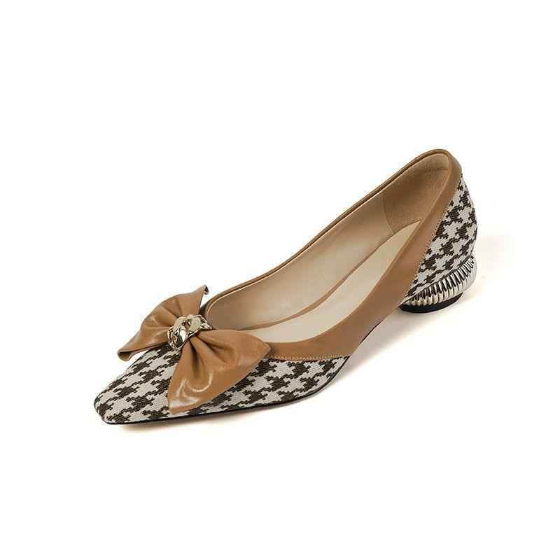 Fabric Pumps Square Low Heels - Women&