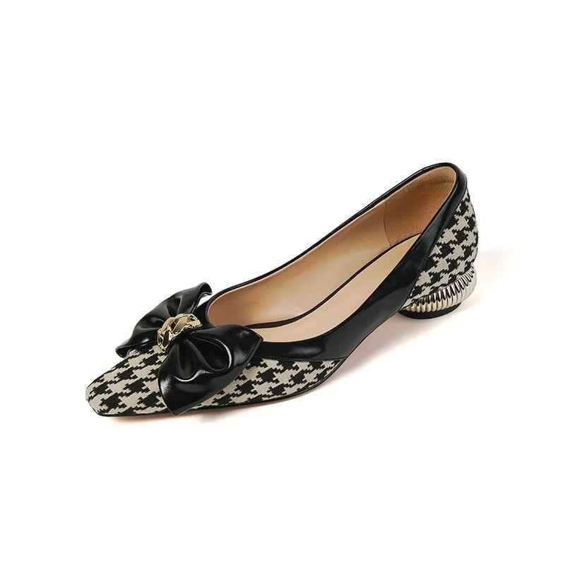 Fabric Pumps Square Low Heels - Women&