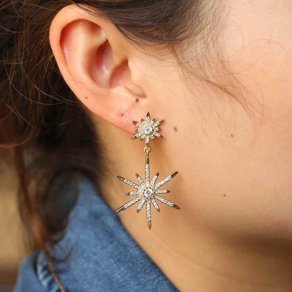 Fashion 2 North Stars Long Earring Charm Jewelry - Touchy Style