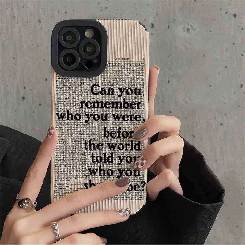 Fashion Black Letter Leather Cute Phone Cases For iPhone 14, 13, 12 Pro, 11, XS Max, 7, 8 Plus, X, XR, SE - Touchy Style .