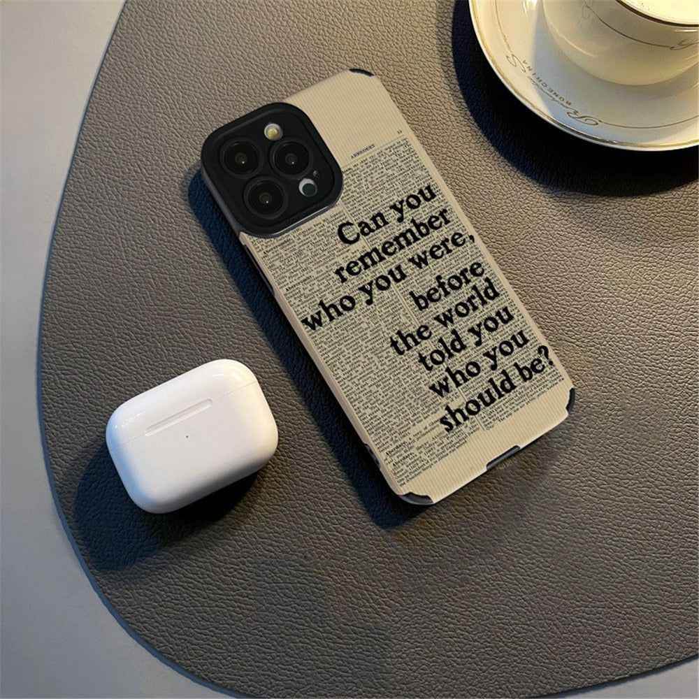 Fashion Black Letter Leather Cute Phone Cases For iPhone 14, 13, 12 Pro, 11, XS Max, 7, 8 Plus, X, XR, SE - Touchy Style .