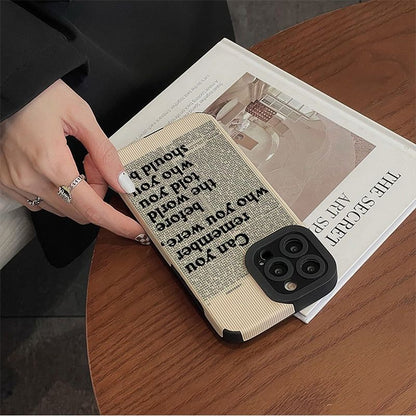 Fashion Black Letter Leather Cute Phone Cases For iPhone 14, 13, 12 Pro, 11, XS Max, 7, 8 Plus, X, XR, SE - Touchy Style .