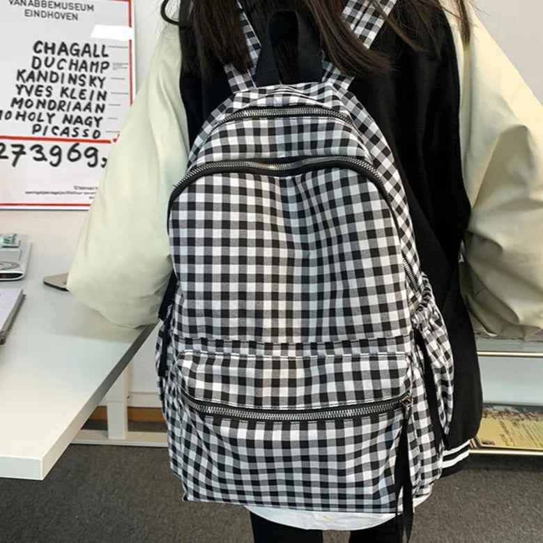 Fashion College School Cool Backpacks for Women Plaid Pattern GCBRA38 - Touchy Style