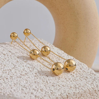 Fashion Double-Layer Metal Ball Long Earrings Charm Jewelry XYS0229 - Touchy Style
