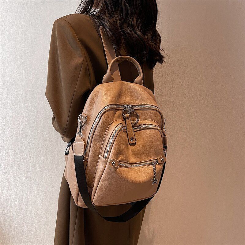 Fashion Leather College Bags - Women's Cool backpack WV1235