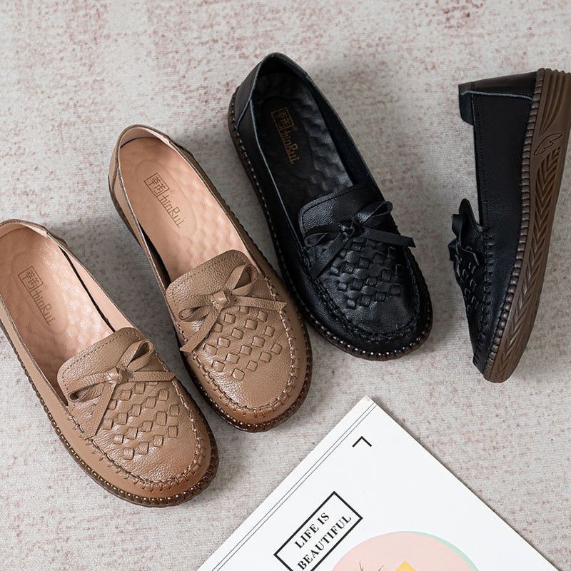 Fashion Leather Loafers Soft Women&