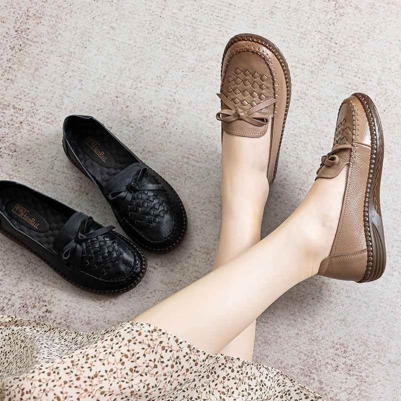 Fashion Leather Loafers Soft Women&