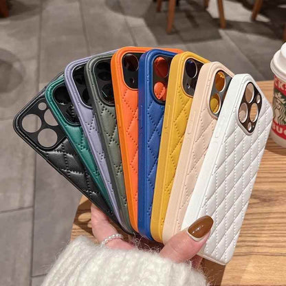 Fashion Plain Leather Cute Phone Cases For iPhone 11 12 13 Pro X XR XS MAX 7 8 Plus SE2 - Touchy Style
