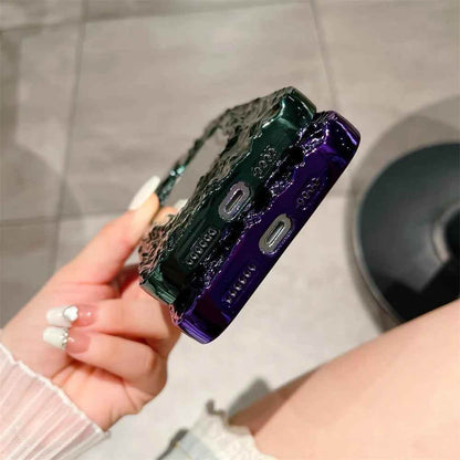 Fashion Plating Rock Cute Phone Cases For iPhone 15 14 Pro Max 13 12 11 - With Makeup Mirror - Touchy Style .