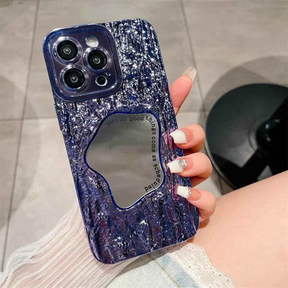 Fashion Plating Rock Cute Phone Cases For iPhone 15 14 Pro Max 13 12 11 - With Makeup Mirror - Touchy Style .