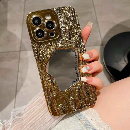 Fashion Plating Rock Cute Phone Cases For iPhone 15 14 Pro Max 13 12 11 - With Makeup Mirror - Touchy Style .