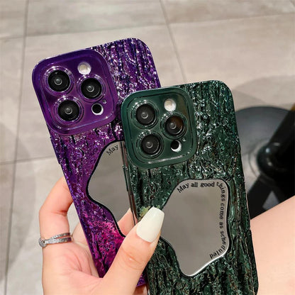 Fashion Plating Rock Cute Phone Cases For iPhone 15 14 Pro Max 13 12 11 - With Makeup Mirror - Touchy Style .