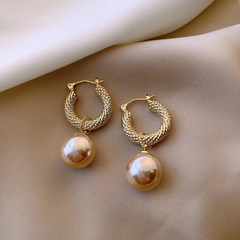 Fashion Woven Circle Pearl Big Earrings Charm Jewelry XYS0307 - Touchy Style