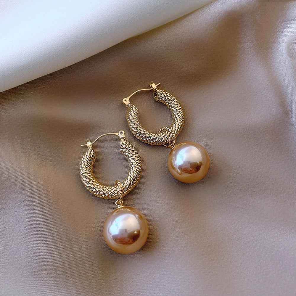 Fashion Woven Circle Pearl Big Earrings Charm Jewelry XYS0307 - Touchy Style