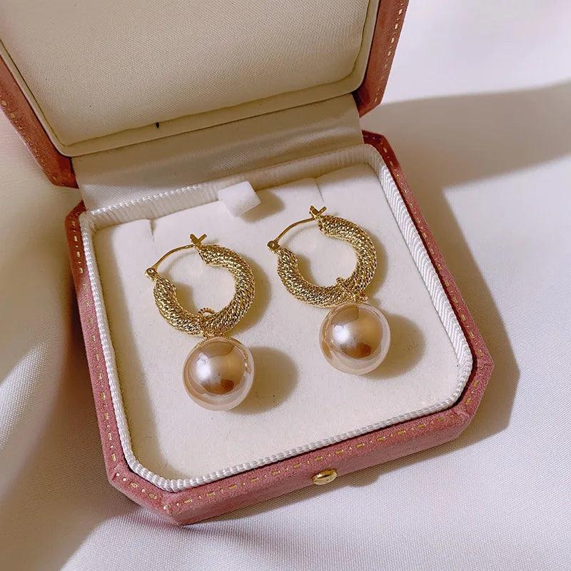 Fashion Woven Circle Pearl Big Earrings Charm Jewelry XYS0307 - Touchy Style .