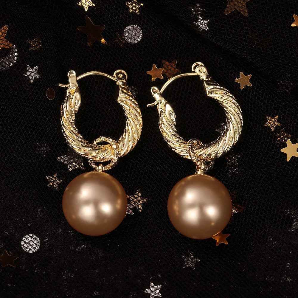 Fashion Woven Circle Pearl Big Earrings Charm Jewelry XYS0307 - Touchy Style