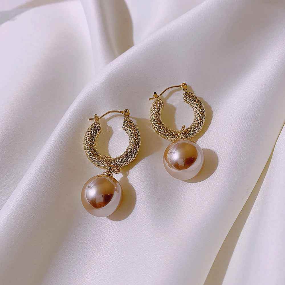 Fashion Woven Circle Pearl Big Earrings Charm Jewelry XYS0307 - Touchy Style